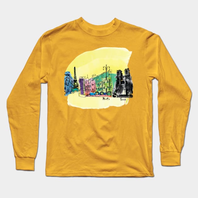 Paris Long Sleeve T-Shirt by CindyS